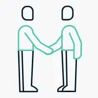 2 people shaking hands icon